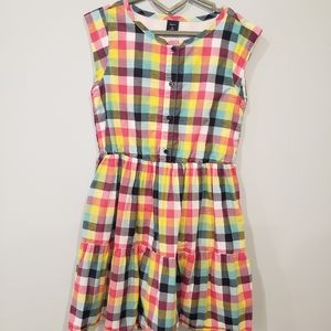 Multi color checker board pattern dress